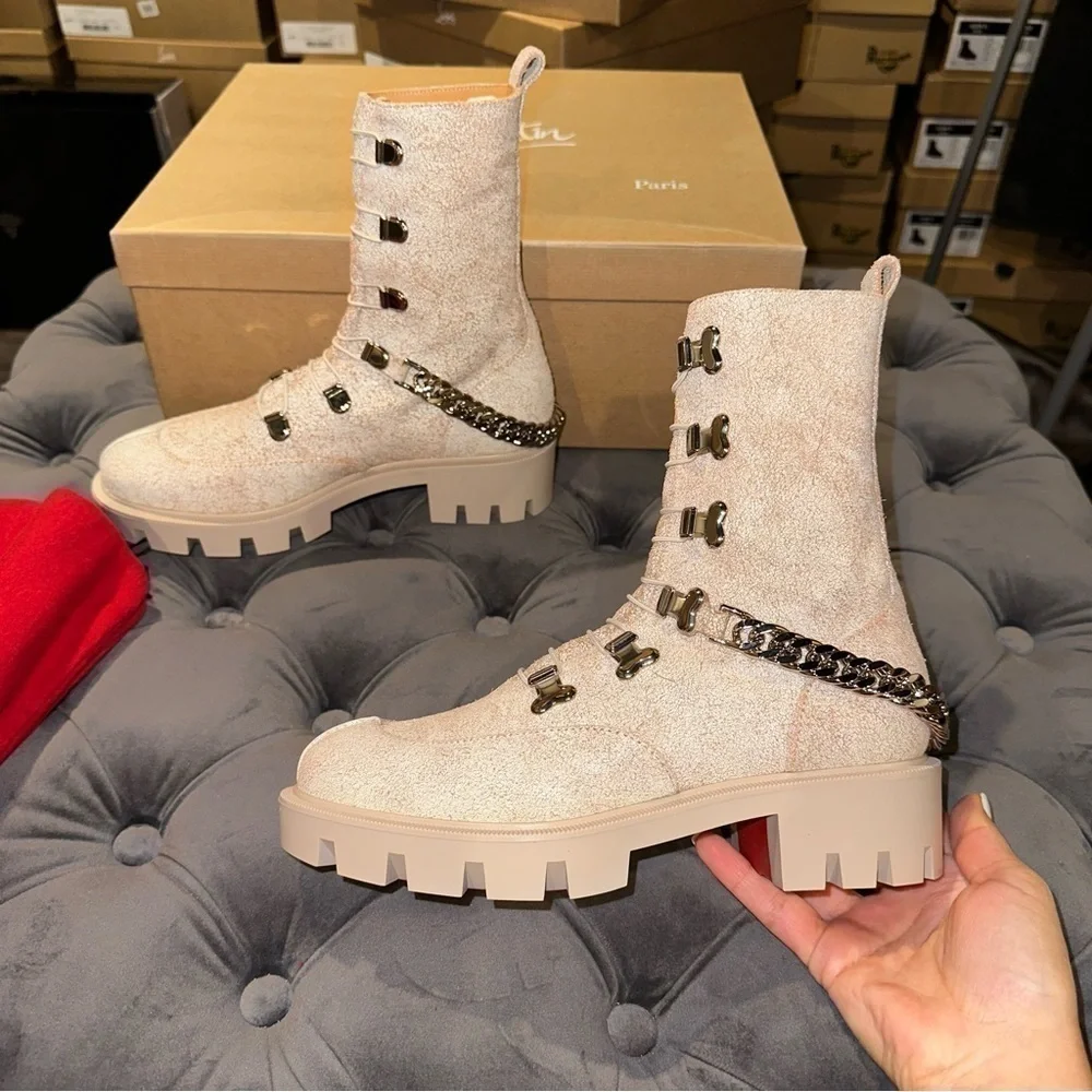 New Size 35.5 Christian Louboutin Horse Guarda Combat Boot